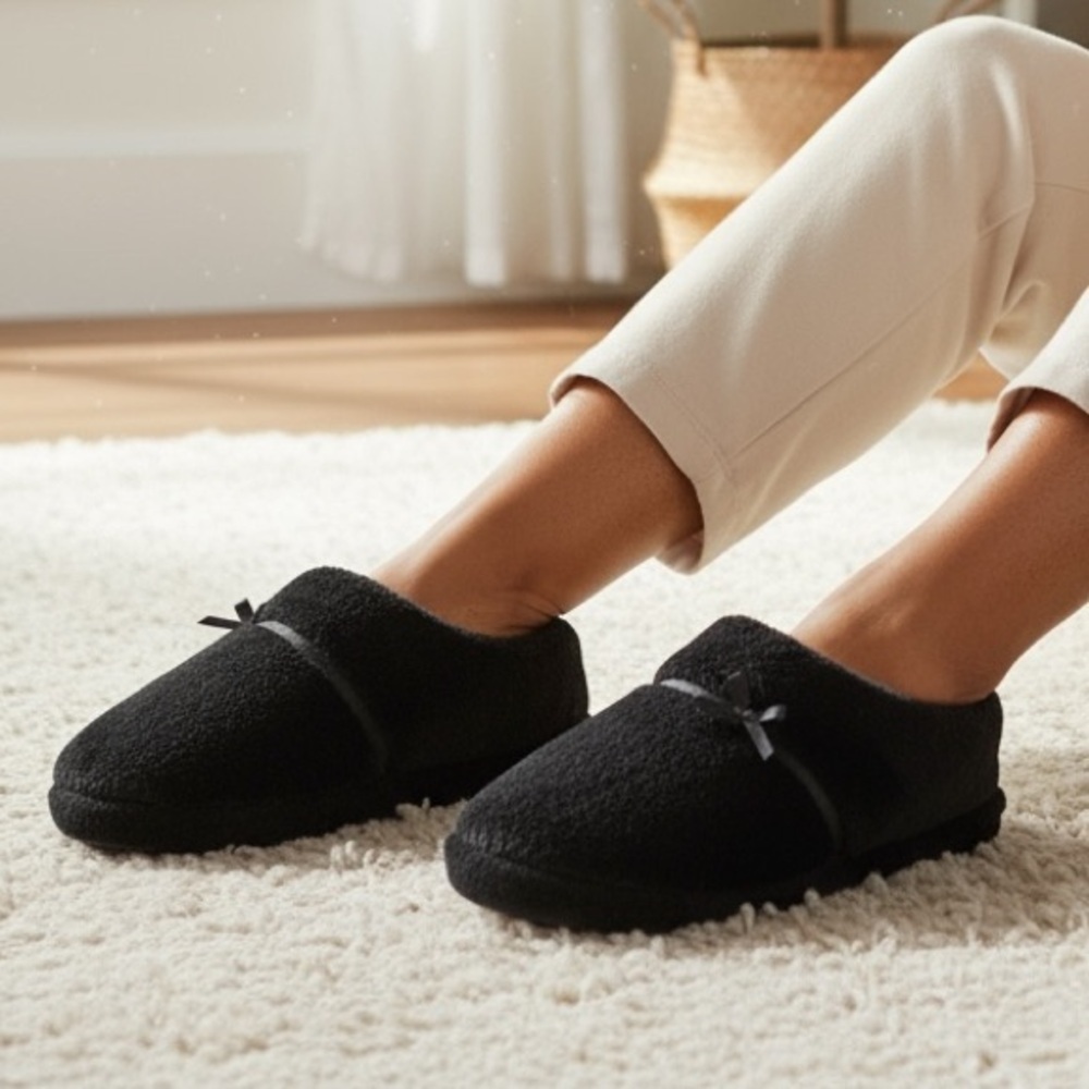 SOMA Black Velour Cozy Slippers L  9 9.5 10  R $49
